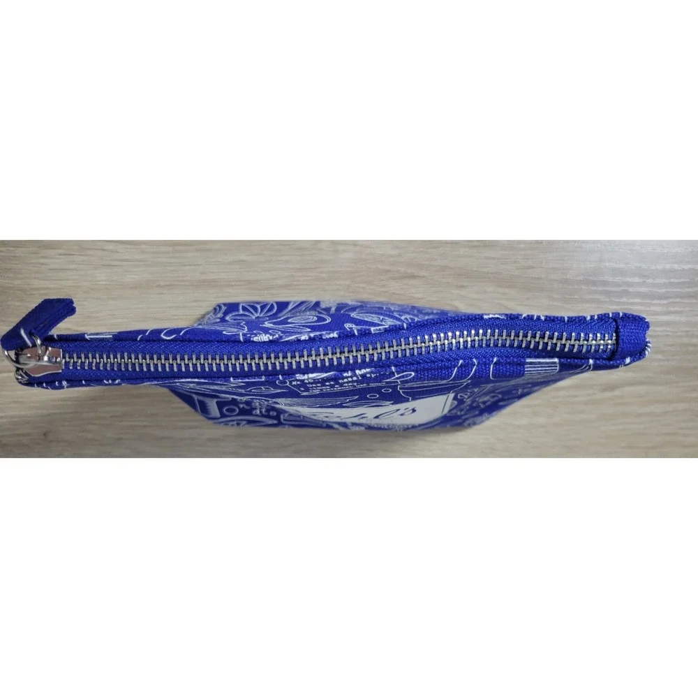 Kiehl's Makeup Cosmetic Travel Bag‎ Blue & White Graphics Canvas